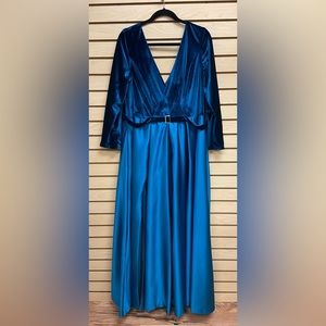 Sleek Teal Satin Wedding Gown